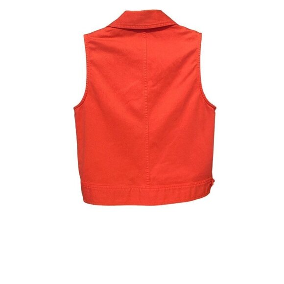 Women's Democracy Vest Orange Small PETITE Button Front Pockets Cotton NWOT USA - Picture 2 of 9